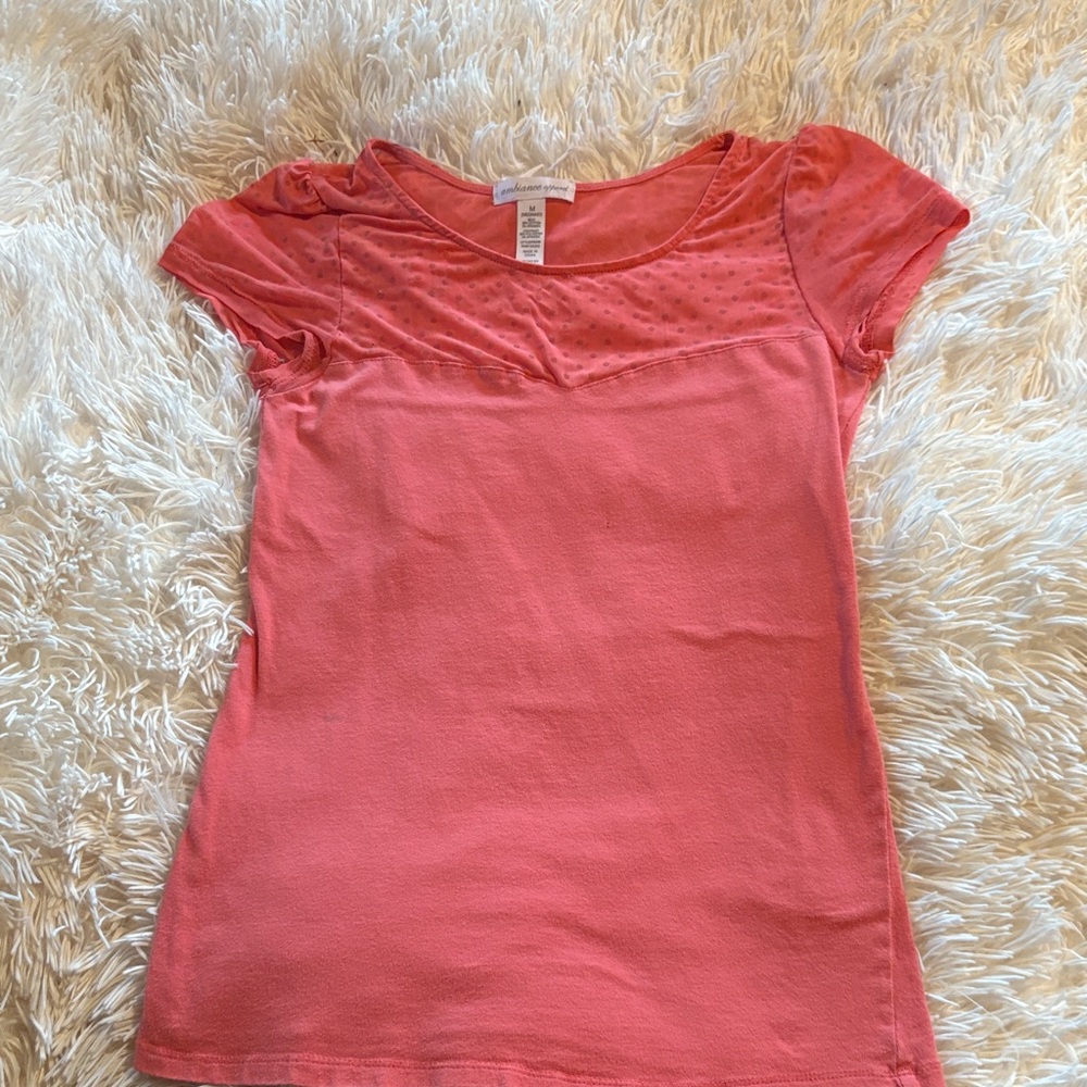 Ambiance Coral Short Sleeve Top